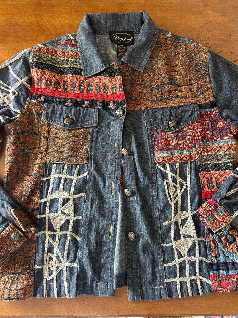 Vintage Made in India 1990s Alex Kim patchwork denim tapestry shirt/jacket